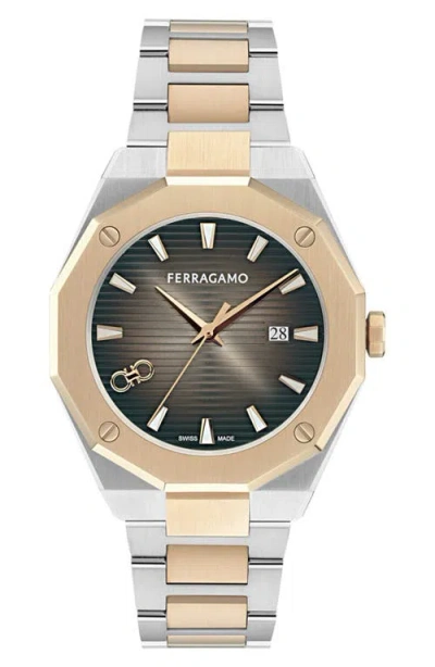 Ferragamo Edge Bracelet Watch, 40mm In Two Tone
