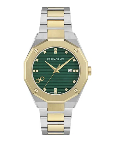 Ferragamo Edge Diamond Watch In Gold