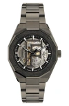 Ferragamo Edge Skeleton Watch In Black