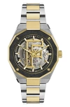 Ferragamo Edge Skeleton Automatic 42mm Watch In Metallic
