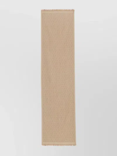 Ferragamo Edged Fringed Rectangular Scarf In Neutral