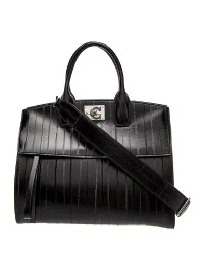 Pre-owned Ferragamo Eel Skin Studio Bag In Black