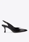 Ferragamo Egna 70 Leather Slingback Pumps In Black