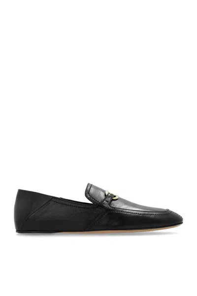 Ferragamo Elaine Vara Buckle Loafers In Calf Leather In Black