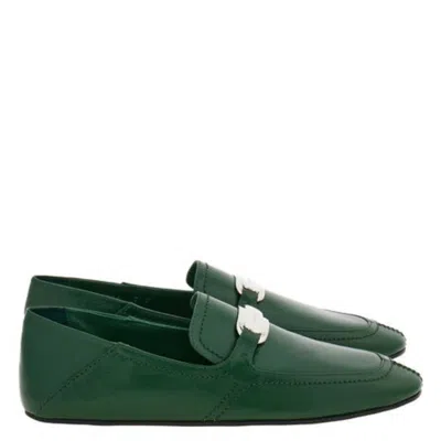 Ferragamo Elaine New Vara Buckle Loafers In Green