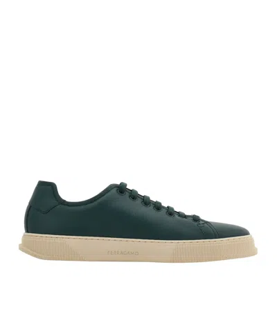 Ferragamo Elastic Lace Sneaker In Green