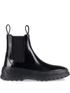 Ferragamo Black Calf Leather Boots With Chunky Rubber Sole In Black