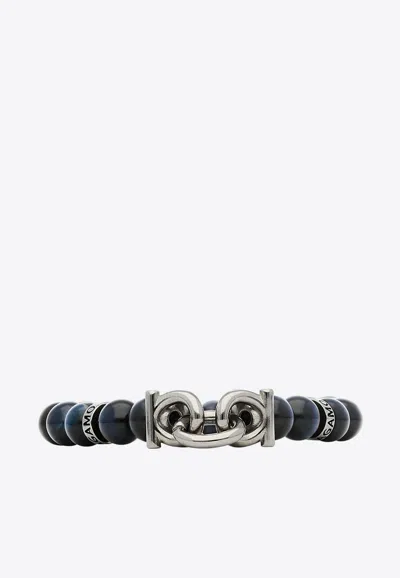 Ferragamo Elasticated Bracelet With Metal Gancini In Multicolor