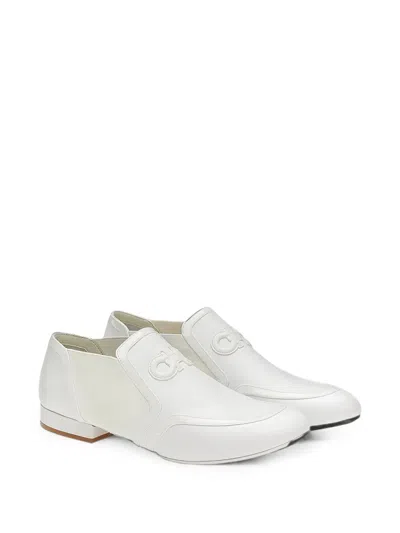 Ferragamo Elasticated Side Panel Loafers In White