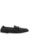 Ferragamo Gancini Leather Loafers With Round Toe In Black