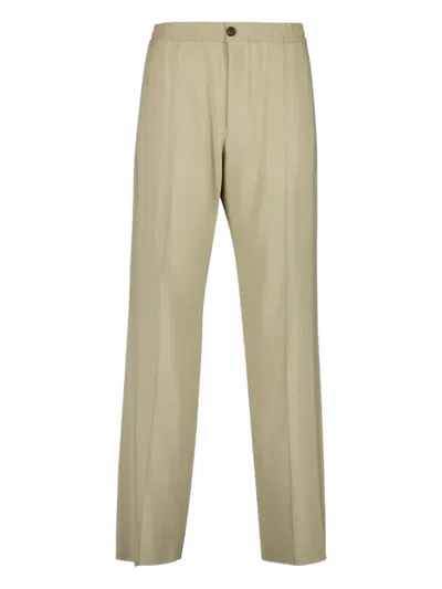 Ferragamo Elasticated-waist Button Trousers In Neutral