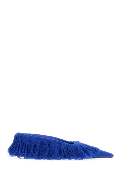 Ferragamo Electric Blue Fabric Mules
