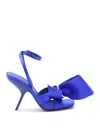 Ferragamo Helena 105 Blue Satin Bow Sandals In Blue