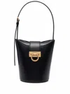 FERRAGAMO ELEGANT BLACK LEATHER BUCKET HANDBAG FOR WOMEN