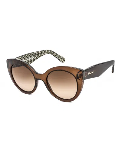 Ferragamo Elegant Cat Eye Sunglasses For Women In Brown