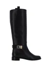 Ferragamo Elegant Leather Boots In Black