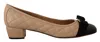 Ferragamo Beige And Black Nappa Leather Ballet Flat Shoes