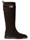 Ferragamo Elegant Roly Riding Boots With Gancini Buckle Detail In Black