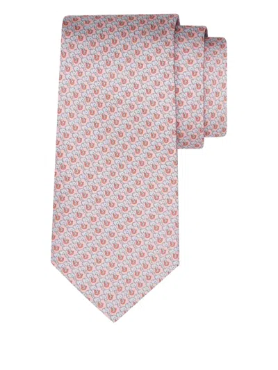 Ferragamo Elephant Print Silk Tie In Pink