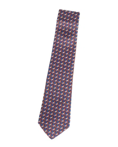 Ferragamo Elephant Print Silk Tie (authentic Pre-loved) In Brown