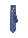 Ferragamo Elephant Print Silk Tie In Blue