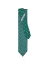Ferragamo Elephant Print Silk Tie In Green