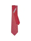 Ferragamo Elephant Print Silk Tie In Red