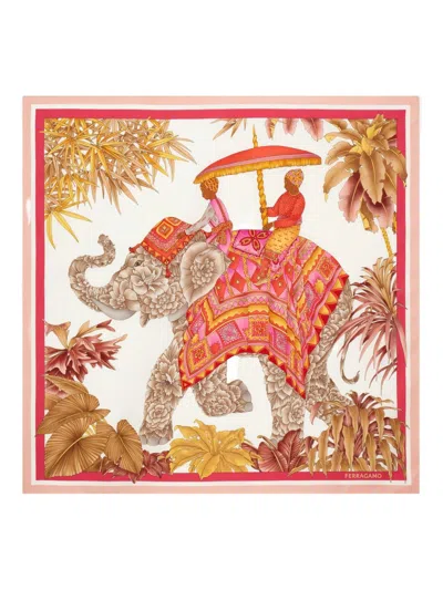 Ferragamo Elephant-print Silk Scarf In Multi