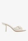 Ferragamo Drop Bow Decorative High-heeled Sandals In Cream