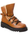 Ferragamo Elmo Shearling-lined Laced Boots In Brown