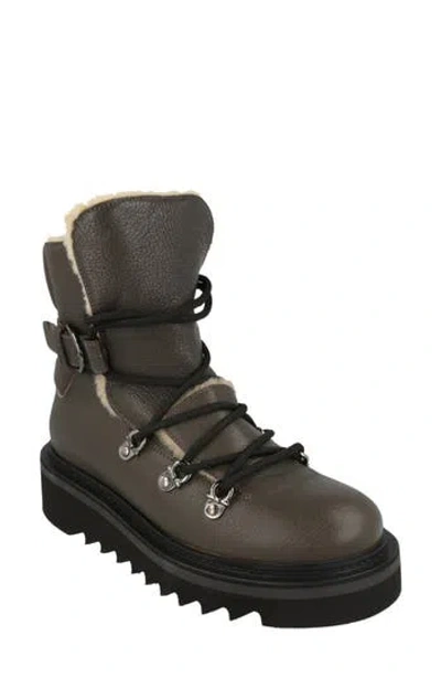 Ferragamo Elimo Genuine Shearling Leather Boot In Gray