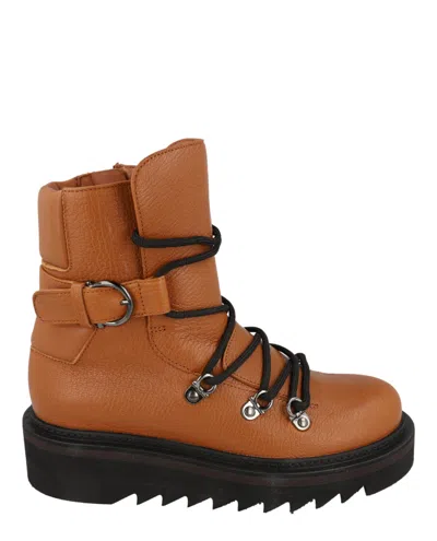 FERRAGAMO ELIMO LACE-UP LEATHER BOOTS