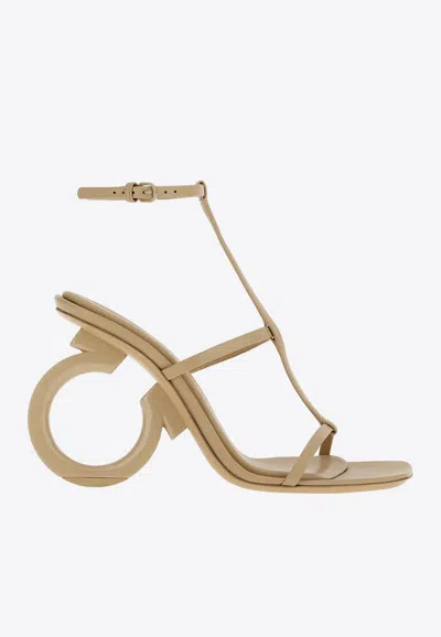Ferragamo Elina 105 Sandals In Nappa Leather In Beige