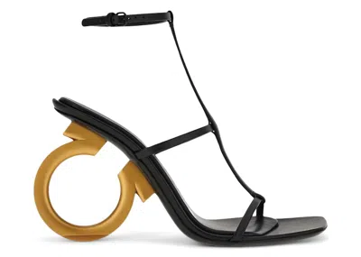 Pre-owned Ferragamo Elina 105mm Nappa Leather Sandals (women's) Sneakers In Black