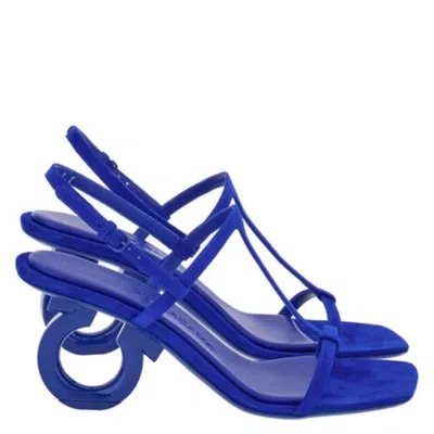 Ferragamo Elina Gancini Heel Sandals In Blue
