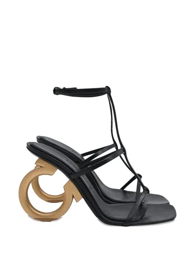 Pre-owned Ferragamo Elina Sculptural-heel Sandals In Black