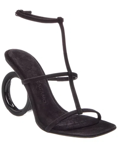 Ferragamo Elina X5 Suede Sandal In Black