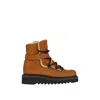 Ferragamo Elmo Shearling-lined Laced Boots In Brown