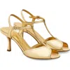 Ferragamo Ely T-strap Sandal In Gold Lux