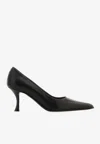 Ferragamo Elydea 70 Pointed Leather Pumps In Black