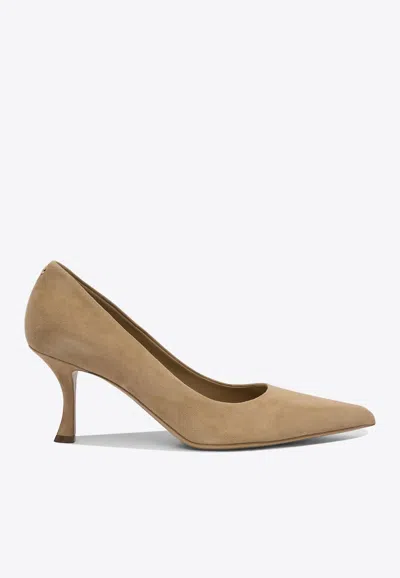 Ferragamo Elydea 70 Suede Pumps In Beige