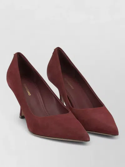 Ferragamo Elydea 70mm Pumps Pointed Toe Suede In Red