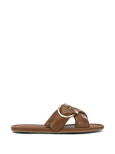 Ferragamo Elyzia Buckle-detail Crossover Sandals In Blue