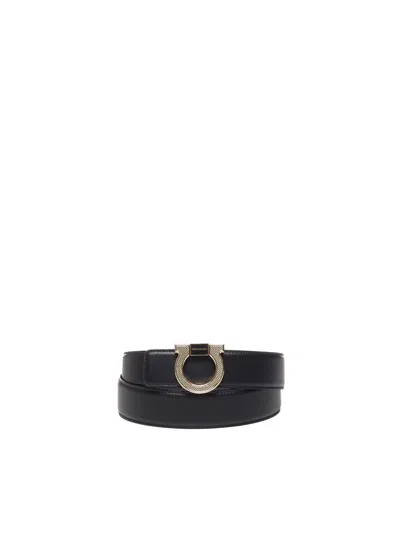 Ferragamo Embellished Buckle Belt In Black
