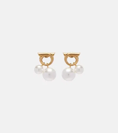 Ferragamo Embellished Earrings In Gold