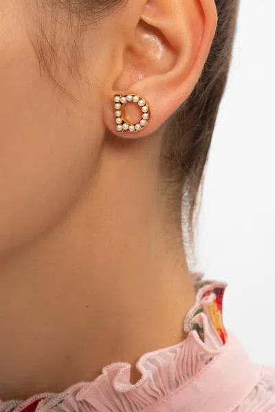 Ferragamo Embellished Earrings In Gold