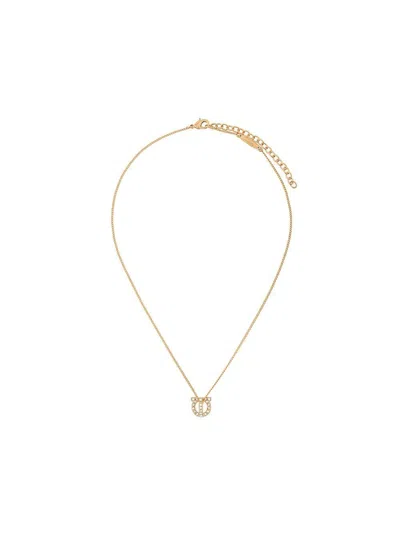 Ferragamo Embellished Gancini Chainlinked Necklace In Gold