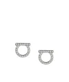 Ferragamo Silver Earrings With Rhinestone Embellishment In White