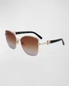 Ferragamo Embellished Gancini Metal Cat-eye Sunglasses In Gold/brown Gradient