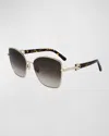 Ferragamo Embellished Gancini Metal Cat-eye Sunglasses In Black